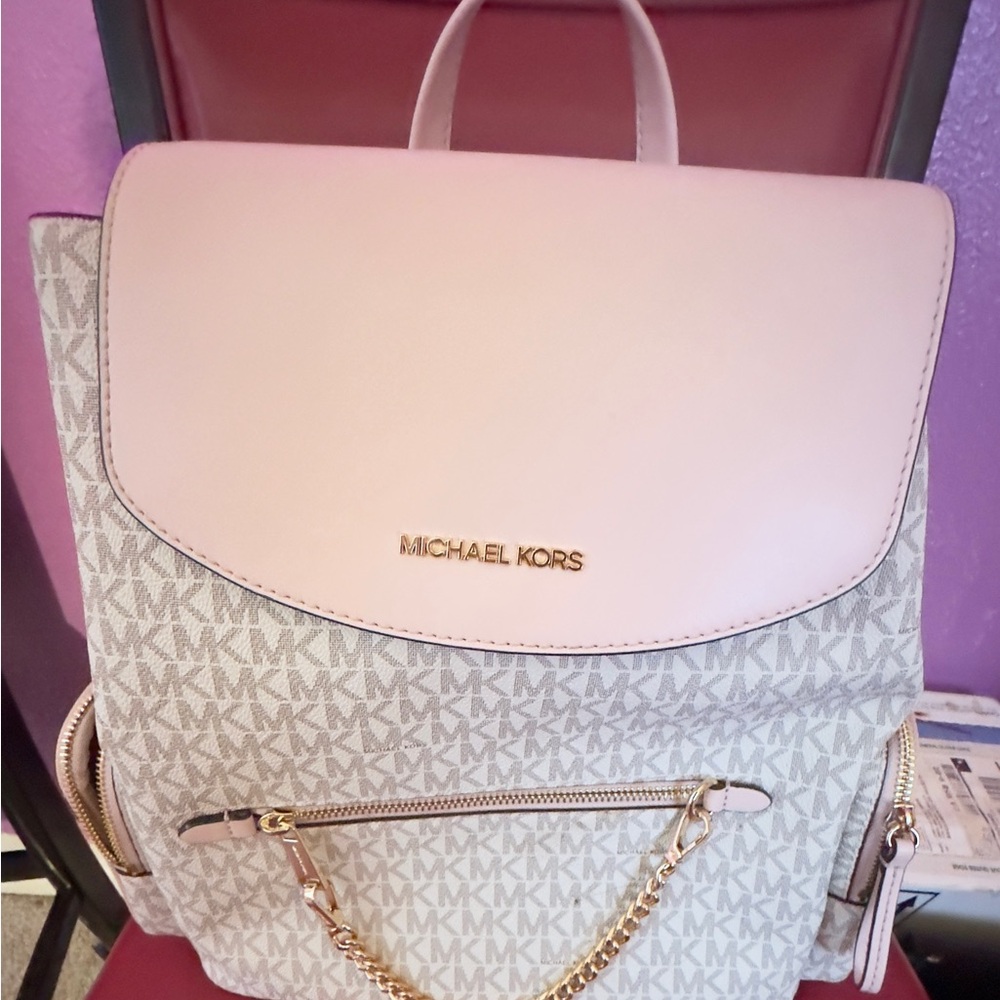Michael Kors Blush Pink and Cream Backpack